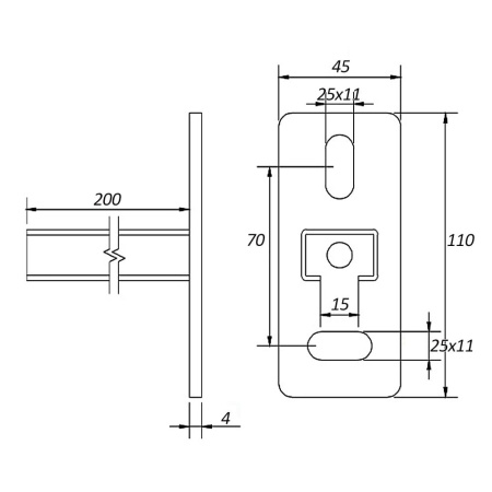 Консоль монтажная 30 х 20 х 1,8 х 200 мм ТМС Rail MC15