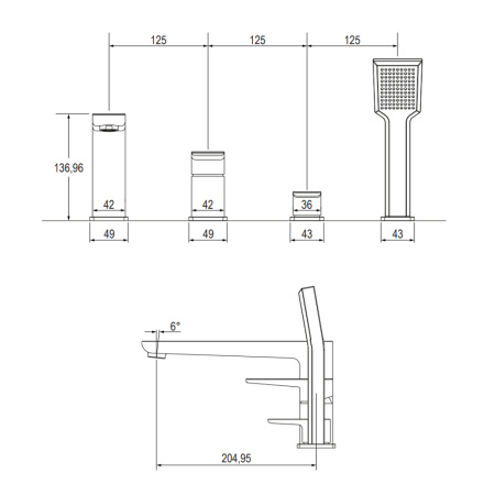 Смеситель на край ванны Omnires Parma BIA/CHR PM7432CRВ белый хром
