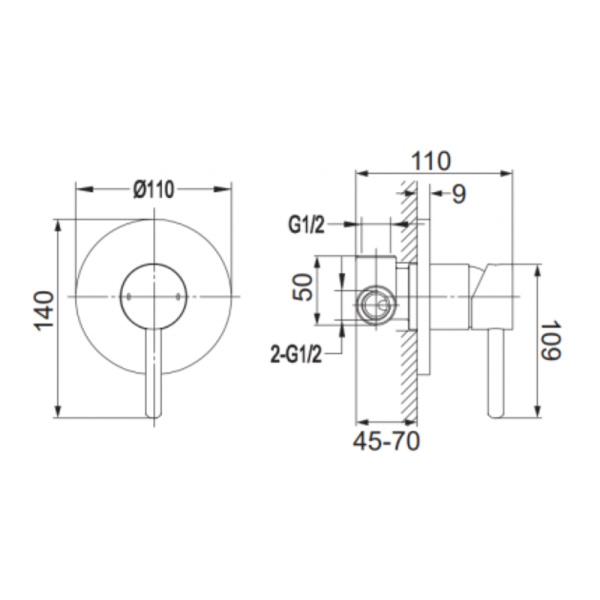 Душевая система для гигиенического душа скрытого монтажа Omnires Y BLACK SYSYBI1BL черная