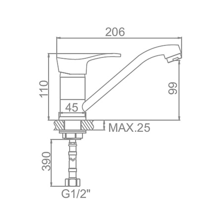 Смеситель для кухонной мойки Ledeme L4514-2 низкий хром