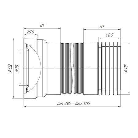 Гофра для унитаза с манжетой 110 мм х 395-1115мм Ани Пласт