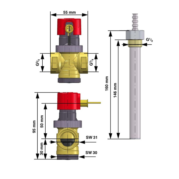 Аварийный клапан для твердотопливных котлов Afriso TAS 3/4" ВР (t 90°С) Аварийный клапан для твердотопливных котлов Afriso TAS 3/4" ВР (t 90°С)