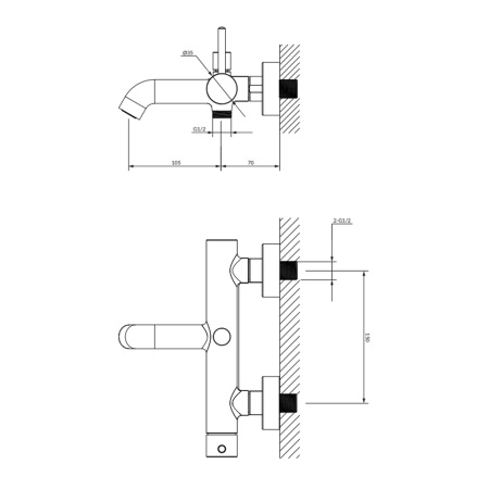 Смеситель для ванны с душевым набором Omnires Y BLACK Y1231BL черный