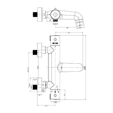 Термостатический смеситель для ванны скрытого монтажа с изливом Omnires Y Y1236/NCR