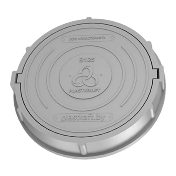 Люк тяжелый канализационный 12.5 т Plastkraft (Сандкор) серый