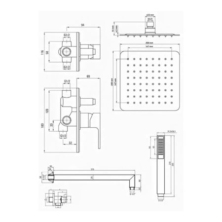 Душевая система скрытого монтажа Deante ANEMON NAC_69AP белый хром