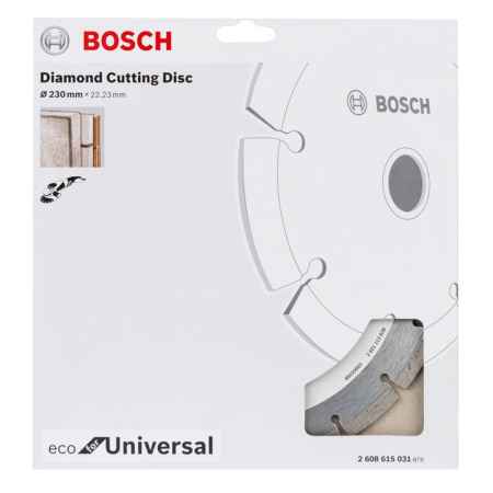 Диск алмазный отрезной 230 х 22.2 мм BOSCH Eco Universal Segmented (универсальный) Диск алмазный отрезной 230 х 22.2 мм BOSCH Eco Universal Segmented (универсальный)