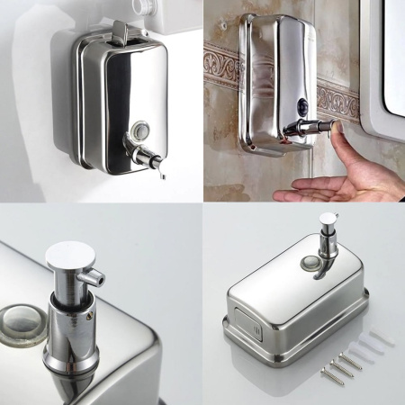 Дозатор жидкого мыла настенный металлический Ledeme L401, хром