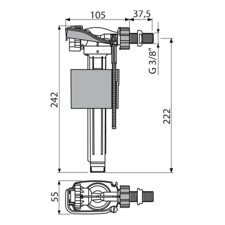 Впускной клапан боковой Alcaplast A160-3/8"-BL-01 с металлической резьбой для керамических бачков