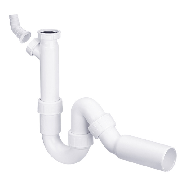 Сифон для мойки 1"1/2 без выпуска с отводом для слива и трубкой 45° х 50 мм Viega
