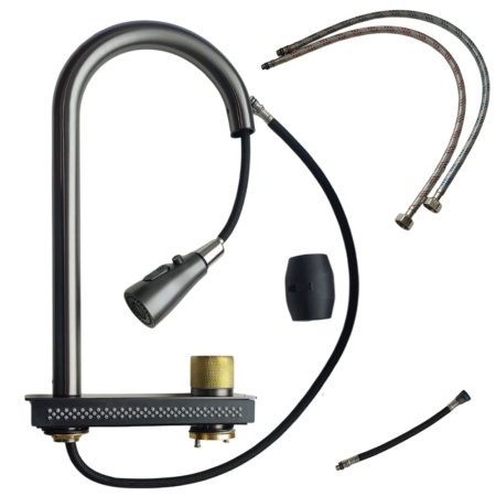 Мойка кухонная Diadonna ДS7545B (750 х 540 х 200мм) многофункциональная с водопадом