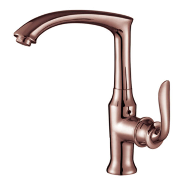 Смеситель для кухонной мойки Gerhans K14083E высокий розовое золото