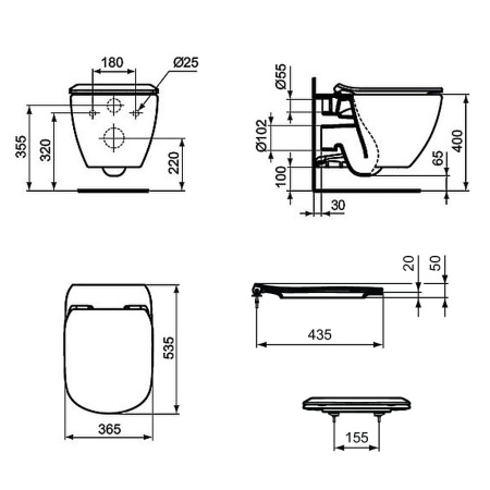 Унитаз подвесной Ideal Standard Tesi AQUABLADE