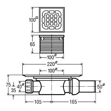 Трап для душа угловой регулируемый DN50 решетка нерж. 100 х 100 мм Advantix Viega