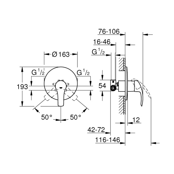 Смеситель скрытого монтажа для душа Grohe Eurosmart 33556002 Смеситель скрытого монтажа для душа Grohe Eurosmart 33556002