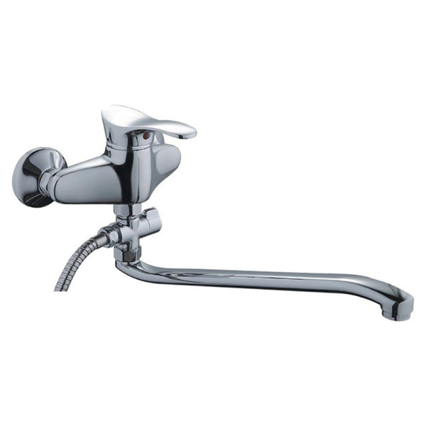 Смеситель для ванны Ledeme L2101 с длинным изливом 400 мм хром