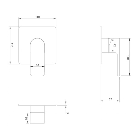 Смеситель для душа скрытого монтажа Omnires Baretti BLACK BA7845BL черный