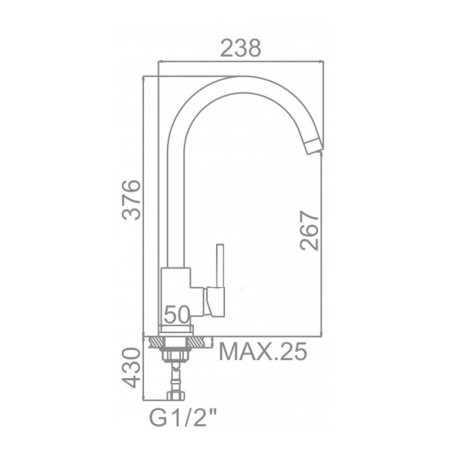 Смеситель для кухонной мойки Ledeme L74998A-3 высокий