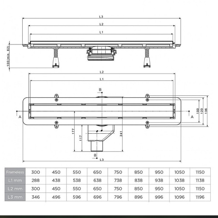 Душевой трап линейный 950 мм 2в1 PestanConfluo Frameless Line MATTE BLACK (чёрный матовый / под плитку)