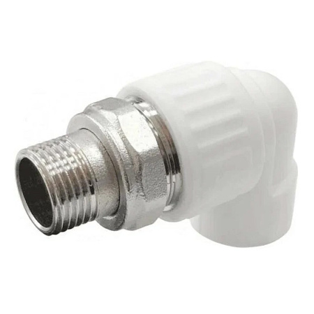 Угольник с американкой для радиатора 25 x 1/2" НР белый VALFEX