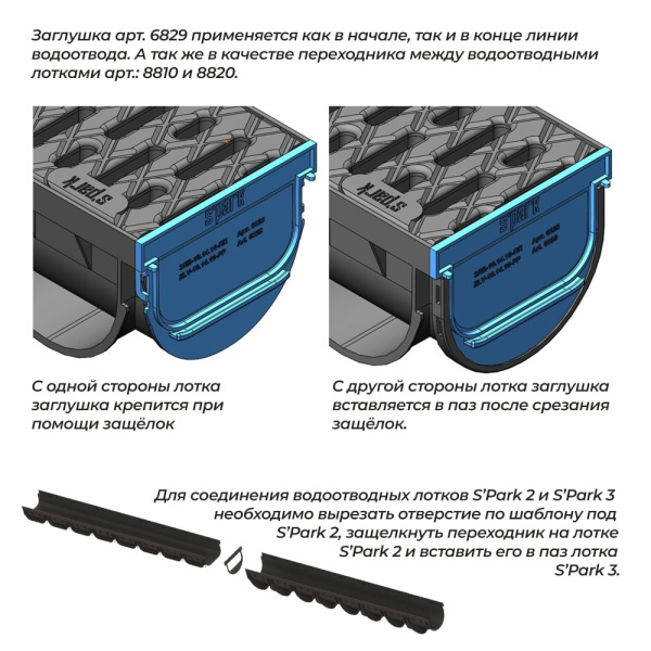 Заглушка-переходник для подключения пескоуловителя S'park3 DN100 Standartpark