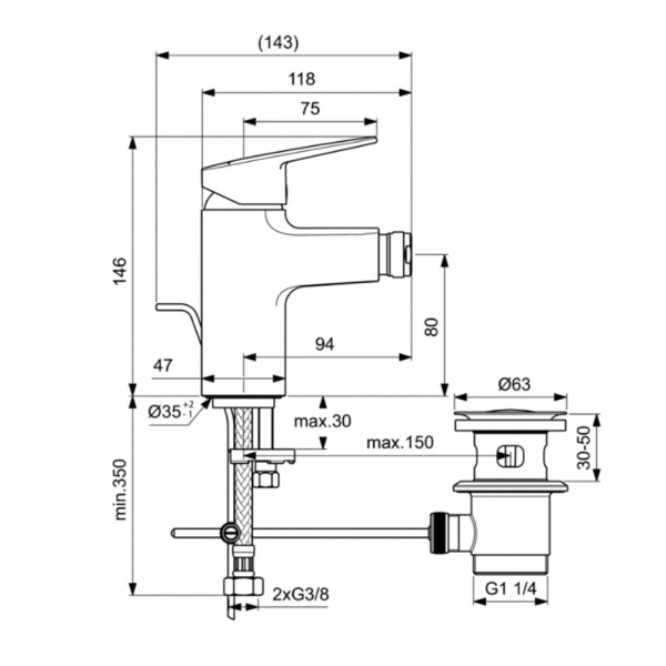 Смеситель для биде Ideal Standard Ceraplan