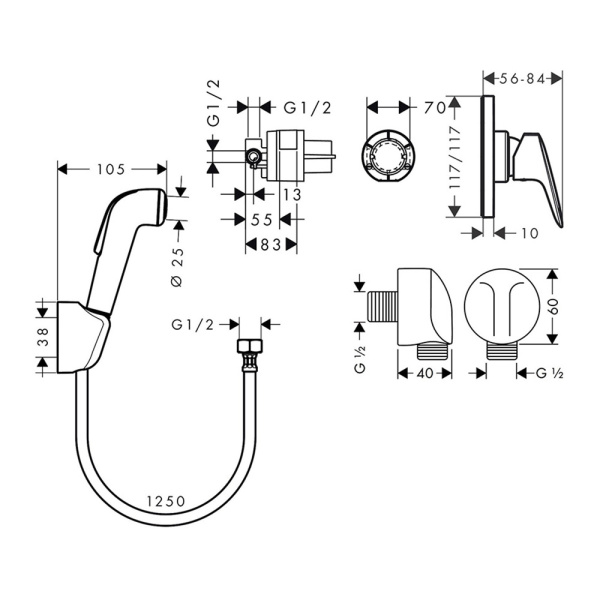 Набор для псевдобиде Hansgrohe Logis 71666000 SetLogisG