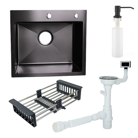 Мойка кухонная WISENT WS-35044BD Графит-декор (500 х 440 х 220 мм)