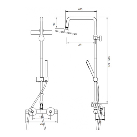 Термостатическая душевая система Omnires MI1544-X/KCR хром