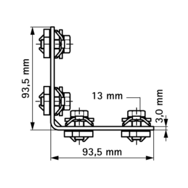 Угол 90° 93.5 х 93.5 мм быстрого монтажа WM0-35 Walraven BIS RapidRail