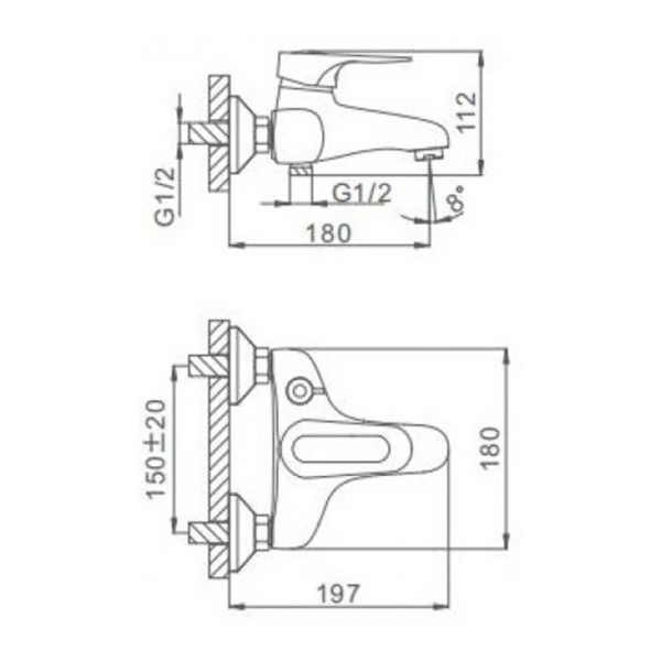 Смеситель для ванны Frap F3204 с коротким изливом хром