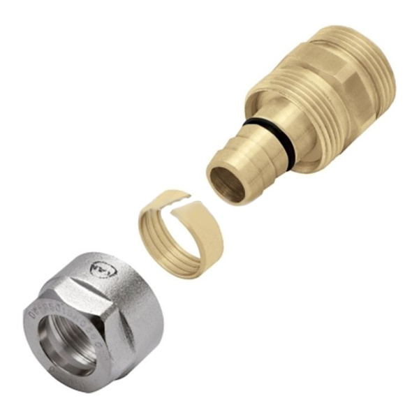 Cоединитель свинчиваемый латунный наружная резьба 18 х 2.5 х 1/2" для труб PE-Xc/Al/PE-HD KAN-therm Cоединитель свинчиваемый латунный наружная резьба 18 х 2.5 х 1/2" для труб PE-Xc/Al/PE-HD KAN-therm