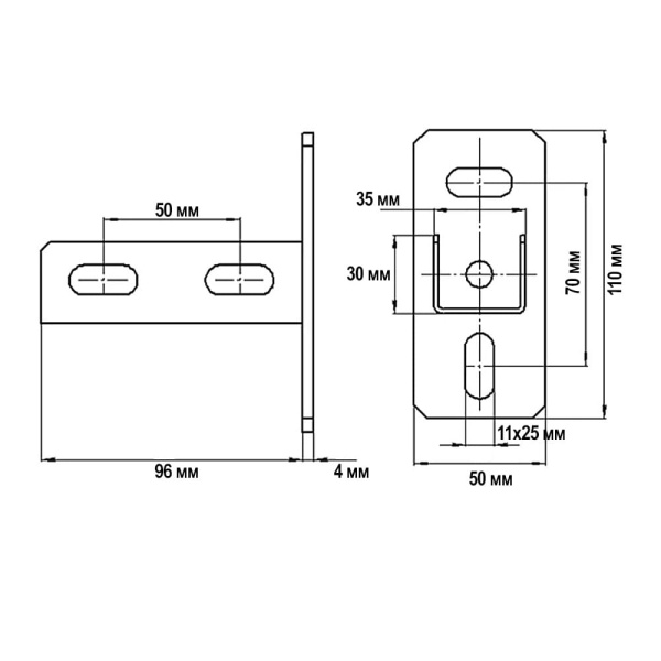 Стеновой держатель профиля 96 х 50 х 110 мм TANERS