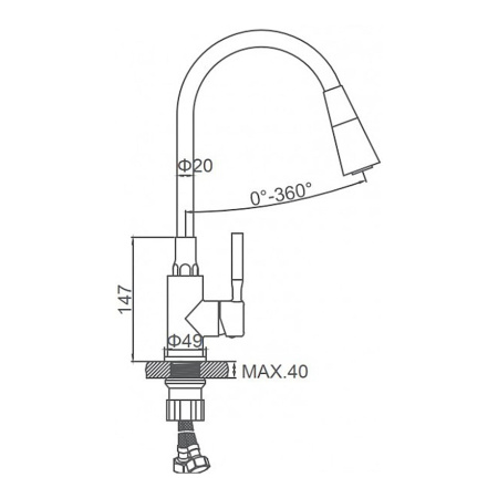 Смеситель для кухонной мойки Ledeme L74199-11 с гибким изливом бирюзовый