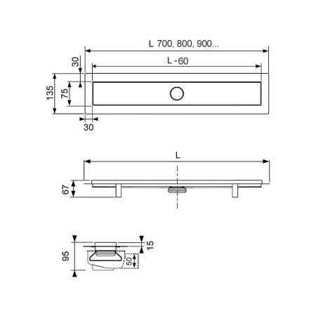 Трап лоточный душевой TECElinus 700мм арт. 15101070