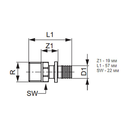 Соединение прямое латунное 25 x 3/4" наружная резьба Tece
