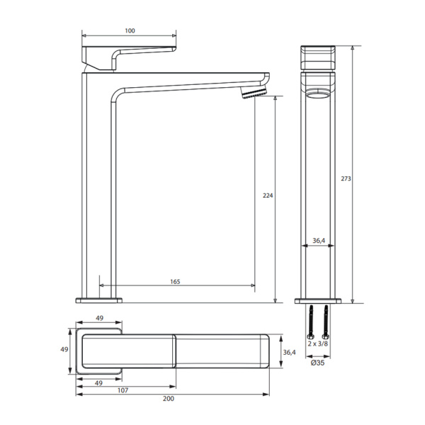 Смеситель для умывальника Omnires Parma PM7412CR высокий