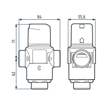 Термостатический смесительный клапан 1 1/4"НР (20-43°С) ATM 881 Afriso
