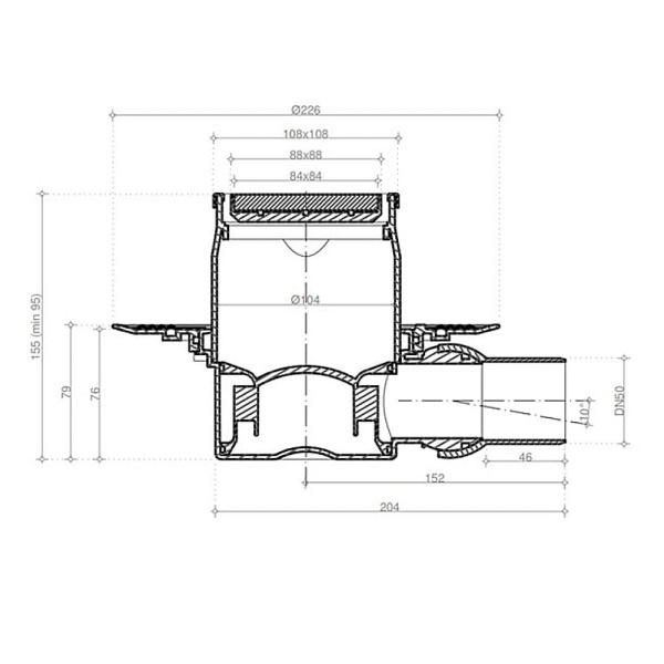 Душевой трап точечный 100 х 100 мм Pestan Confluo Standart PLATE 1 (2 в 1: нерж/под плитку)