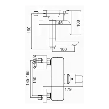 Смеситель для ванны Gerhans K13015W с коротким изливом белый хром