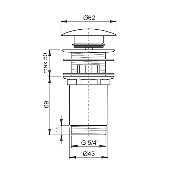 Донный клапан 1 1/4" CLICK/CLACK с большой пробкой (62 мм) Airfit