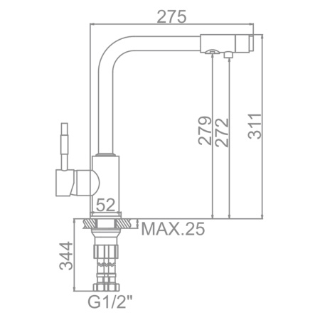 Смеситель для кухонной мойки Ledeme L4155-3 с выходом для питьевой воды хром