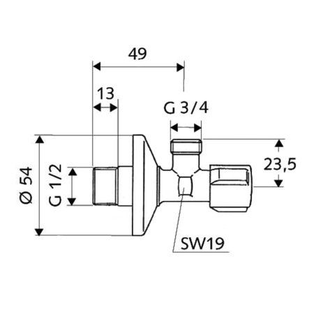 Вентиль угловой 1/2" х 3/4" Schell COMFORT 03 300 06 99
