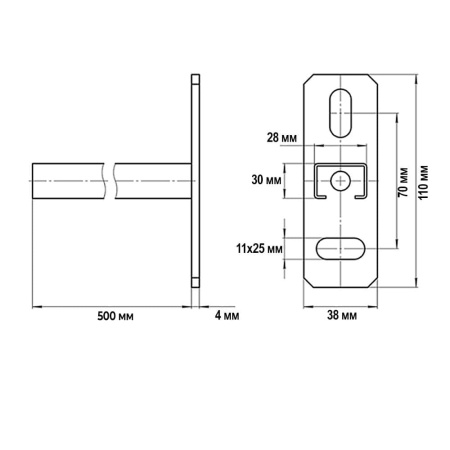 Консоль монтажная 1,75 х 28 х 30 х 500 мм TANERS Консоль монтажная 1,75 х 28 х 30 х 500 мм TANERS