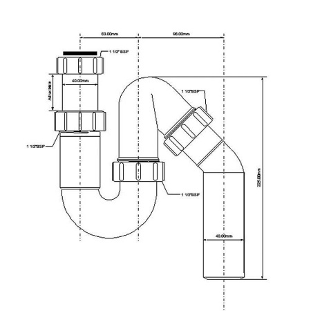 Сифон трубный Р/S-образный 1 1/2" х 40 мм McALPINE HC6