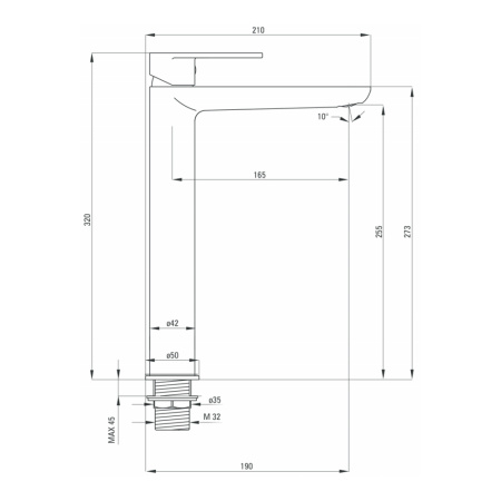 Смеситель для умывальника Deante ALPINIA BGA_021K высокий