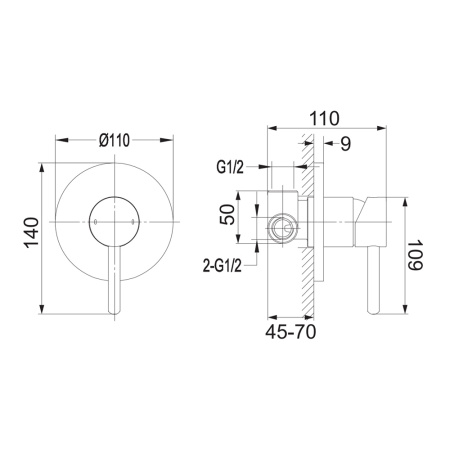 Душевая система для гигиенического душа скрытого монтажа Omnires Y SYSYBI1CR