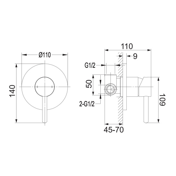 Душевая система для гигиенического душа скрытого монтажа Omnires Y SYSYBI1CR