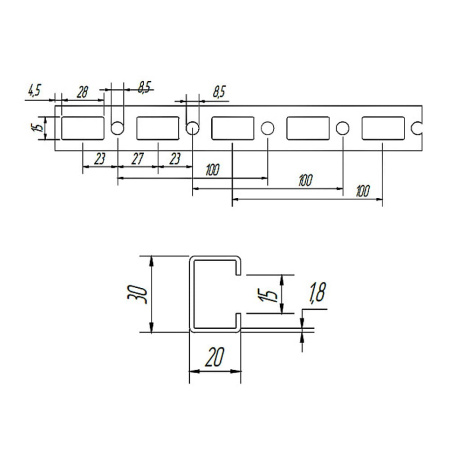 Профиль монтажный 30 х 20 х 1.8 мм х 2 м ТМС Rail MC15