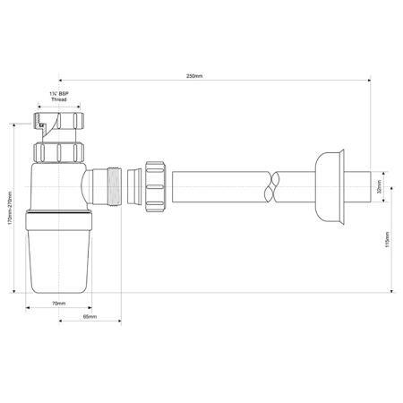 Сифон для умывальника 1 1/4" х 32 мм  McALPINE